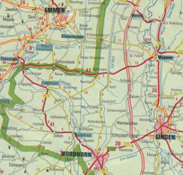 Hier komt een kaartje met een deel van Graafschap Bentheim