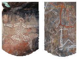 Tekeningen van voorouders met enorme "44 magnums"