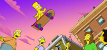 Bart naakt op zijn skateboard